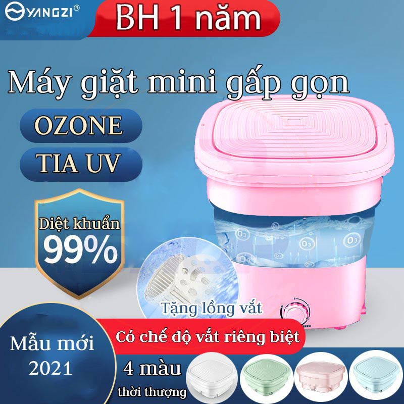 Máy giặt mini Yangzi chính hãng gấp gọn thông minh, giặt 3-4kg đồ, vắt khô và khử trùng