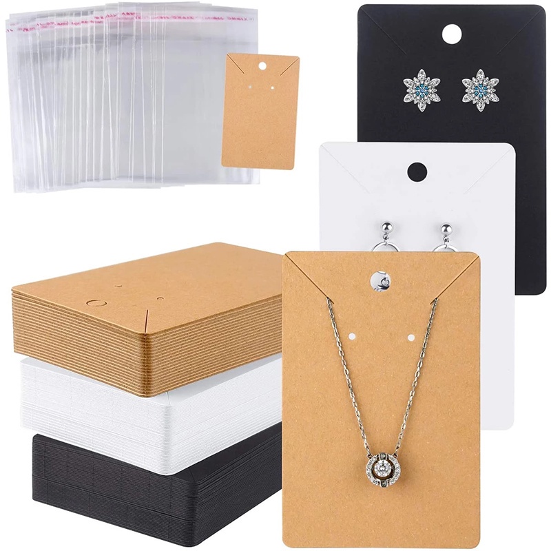 Set 50 Thẻ Giấy Kraft Dùng Trưng Bày Trang Sức/Bông Tai/Trang Sức Tự Dính