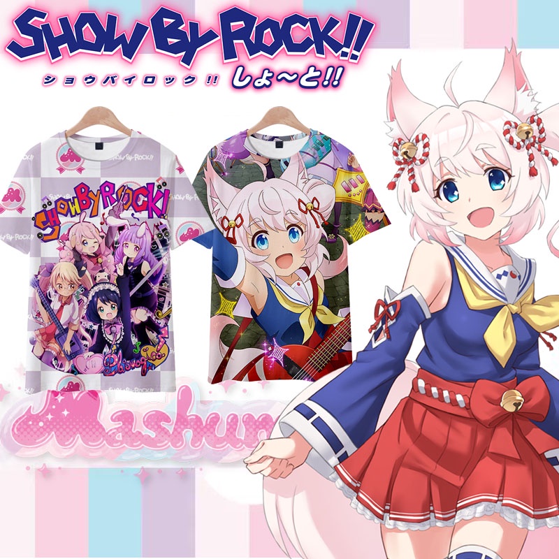 Anime SHOW BY ROCK!! Áo Thun Ngắn Tay In Họa Tiết 3d Cá Tính Dành Cho Nam Và Nữ