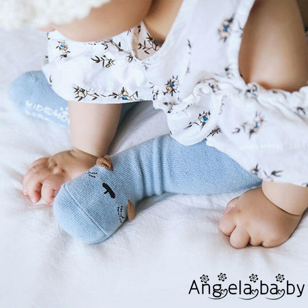 Tất Đầu Gối Vải Cotton Phối Hình Hoạt Hình Cho Bé Gái (0-3 Tuổi)