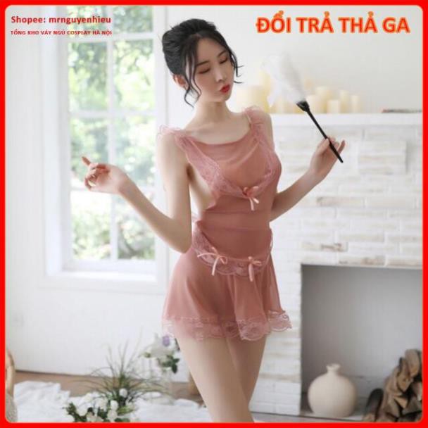 Đầm ngủ freesize buộc dây gợi cảm, cosplay bồi bàn, giúp việc (Nude) - mrnguyenhieu - Hà Nội