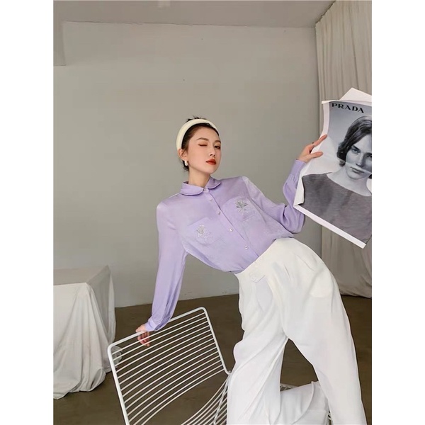 Áo sơ mi nữ Ulzzang Hàn Quốc BORA SHOP 2 túi ngực order