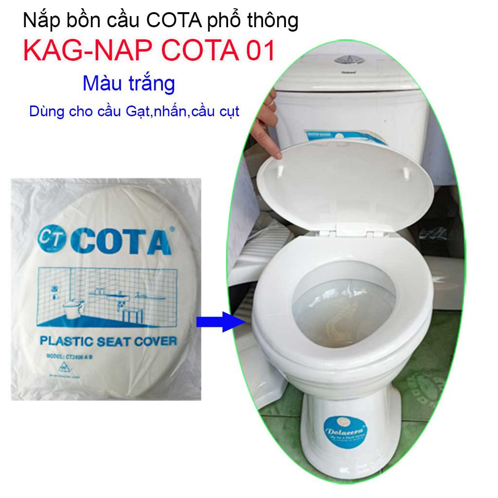 Nắp đậy bàn cầu Cota, Nắp bồn cầu phổ thông màu trắng KAG-NAP Cota01