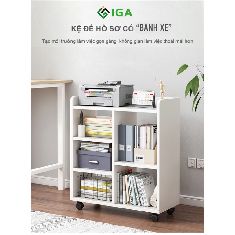Kệ sách để sàn phù hợp bàn làm việc, kệ đa năng lưu trữ tiện dụng có bánh xe phòng khách- GP173