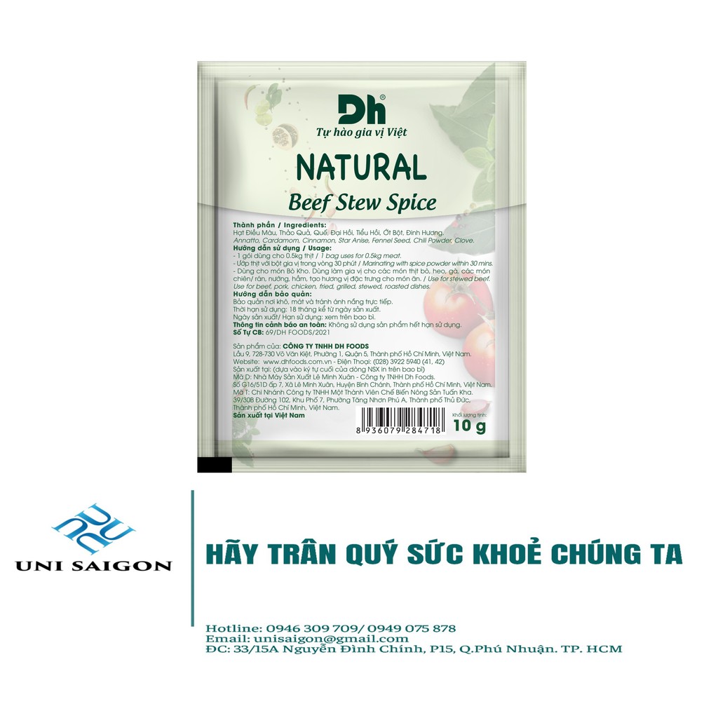 Gói NATURAL Gia Vị Nấu Bò Kho - Thương hiệu DH Foods