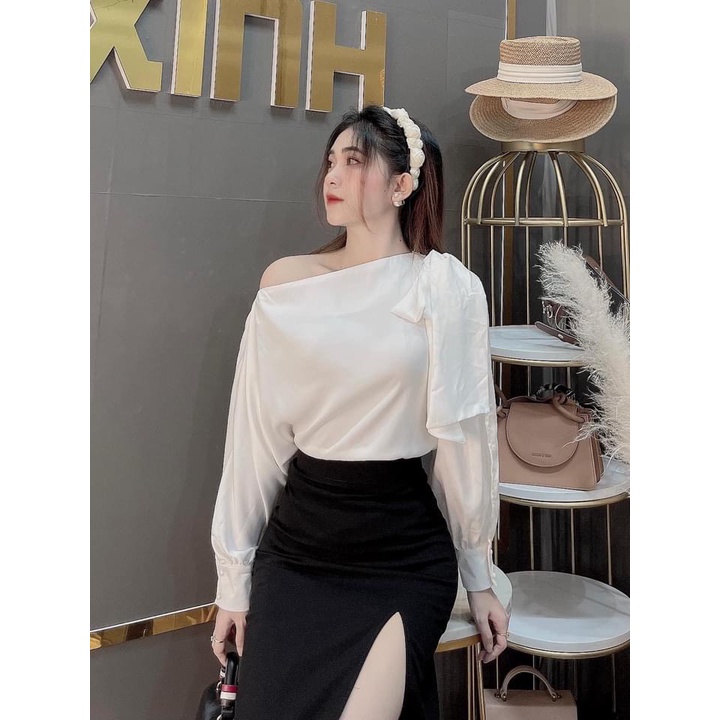 Set thiết kế áo lụa, chân váy bút chì xẻ tà cao cấp (S20) | BigBuy360 - bigbuy360.vn