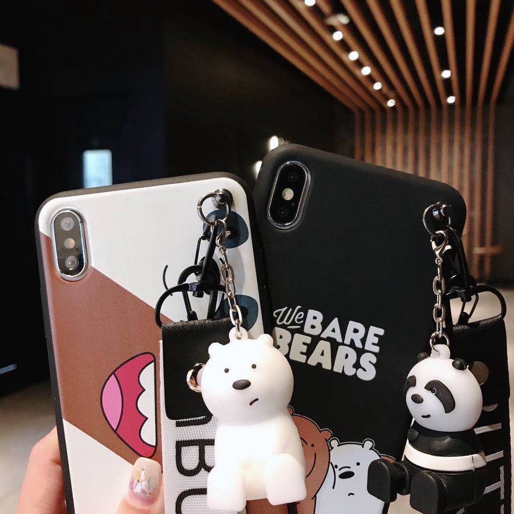 Ốp Điện Thoại Mềm Đục In Hình We Bare Bears Hoạt Hình Có Dây Đeo Cho OPPO Reno3 Reno 2Z 2F A8 A31 A5 A9 2020 A3 A3S A5S AX5 AX7 A37