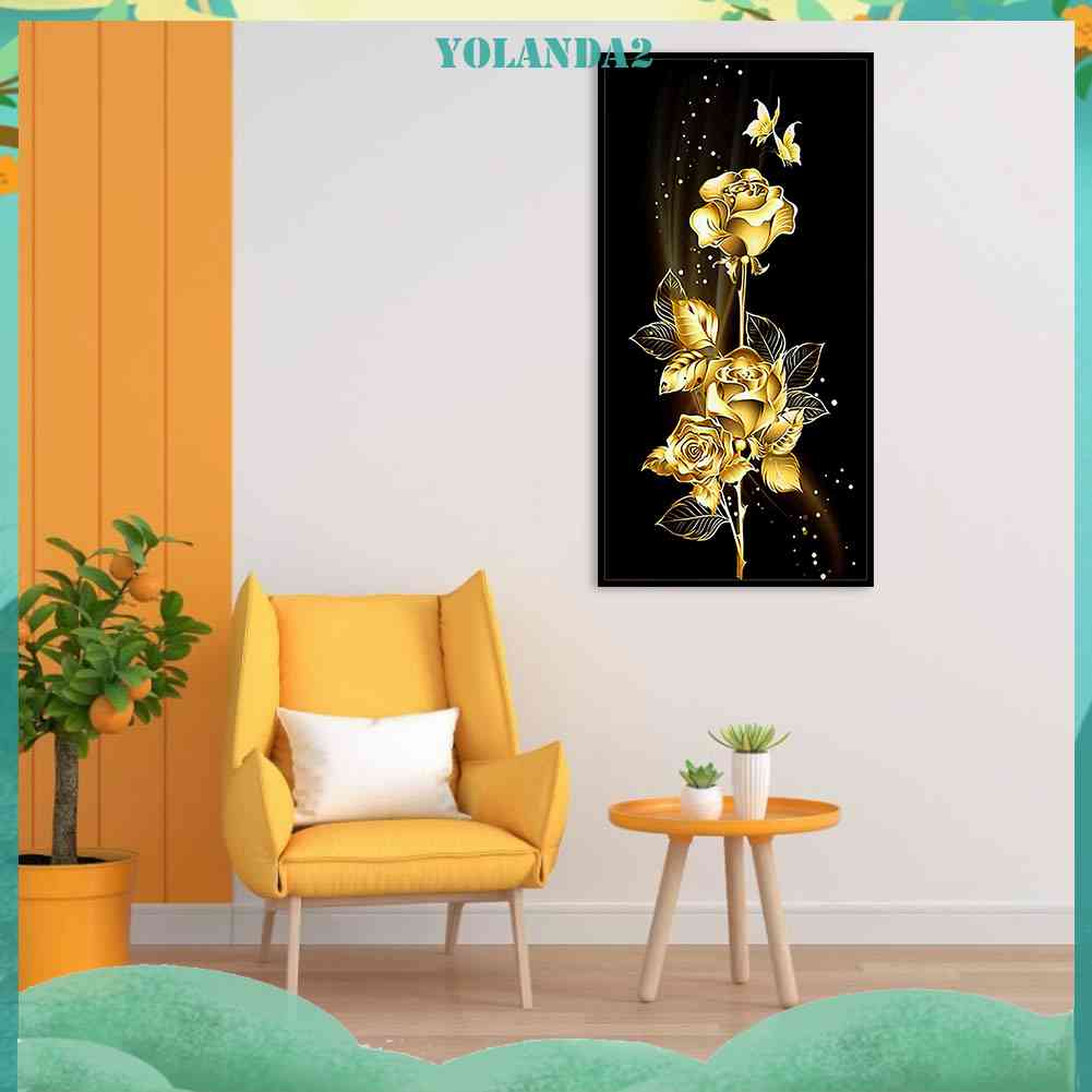 Bộ Tranh Thêu Chữ Thập 11CT DIY Hình Hoa Hồng Vàng Đủ Màu