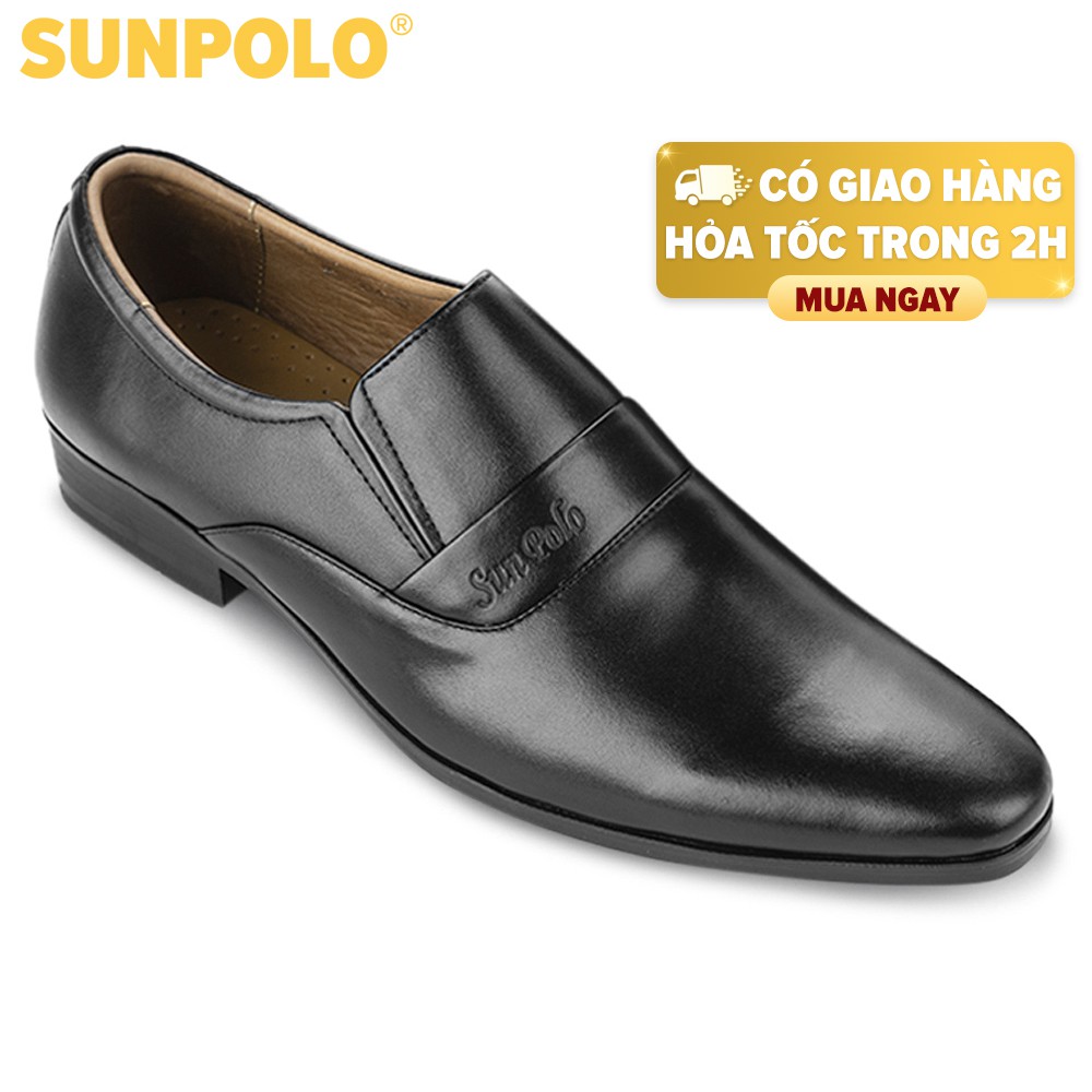 Giày Tây Nam Da Bò SUNPOLO Đen Nâu SUMU234DN