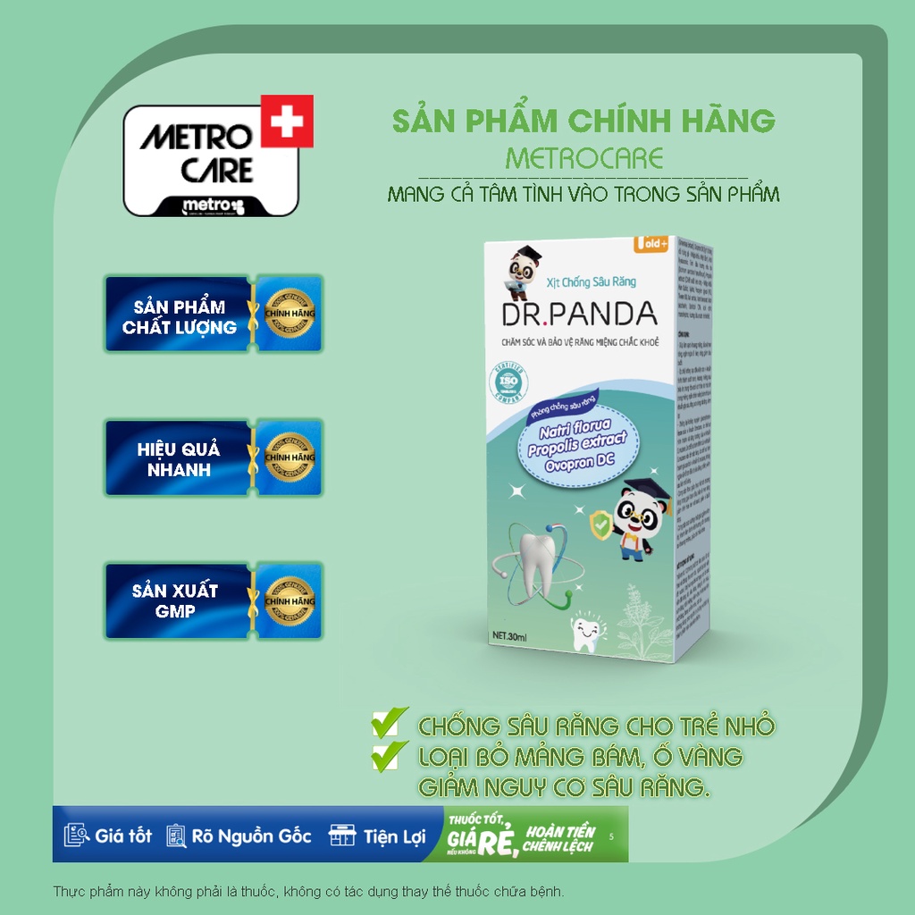 Xịt chống sâu răng cho bé Dr.Panda (Hàng Chính Hãng) kháng khuẩn, ngăn ố vàng bảo vệ men răng cho trẻ nhỏ.