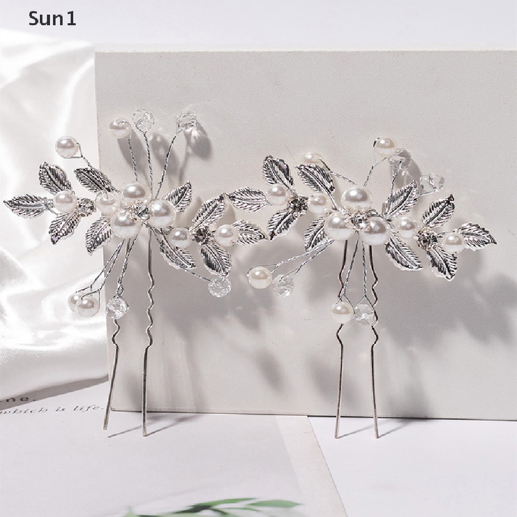 Sun1 &gt; Trâm Cài Tóc Chữ U Hình Hoa Lá Đính Pha Lê Ngọc Trai Phong Cách Hanfu Cổ Điển Dành Cho Cô Dâu / Biểu Diễn