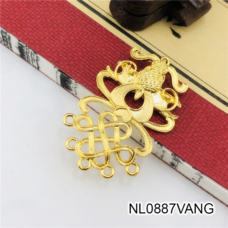 1 phiến đúc họa tiết nút thắt vô tận cách điệu 30*39mm nguyên liệu làm trâm làm trang sức cổ trang
