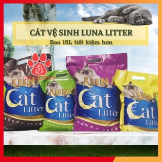 Cát vệ sinh cho mèo LUNA LITTER 𝐛𝐚𝐨 𝟏𝟓𝐥 🌸siêu vón, khử mùi cực tốt🌸 , bao lớn tiết kiệm hơn
