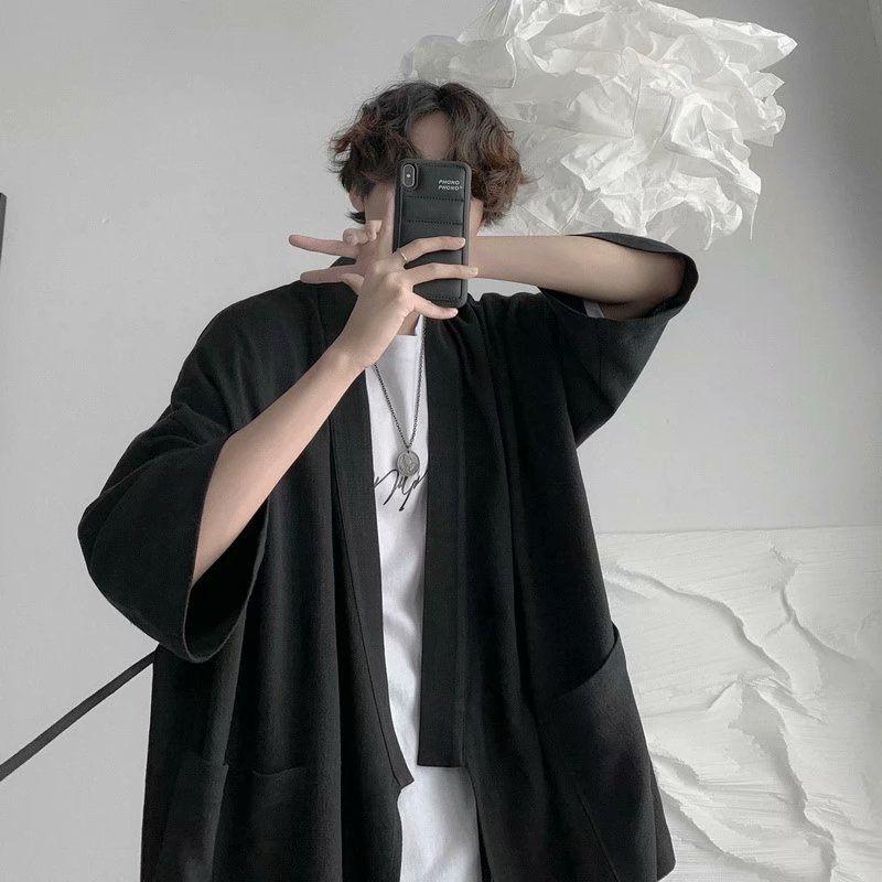 Áo Khoác Kimono Vải Polyester Dáng Rộng Kiểu Nhật Bản Thời Trang Cho Cặp Đôi 0405