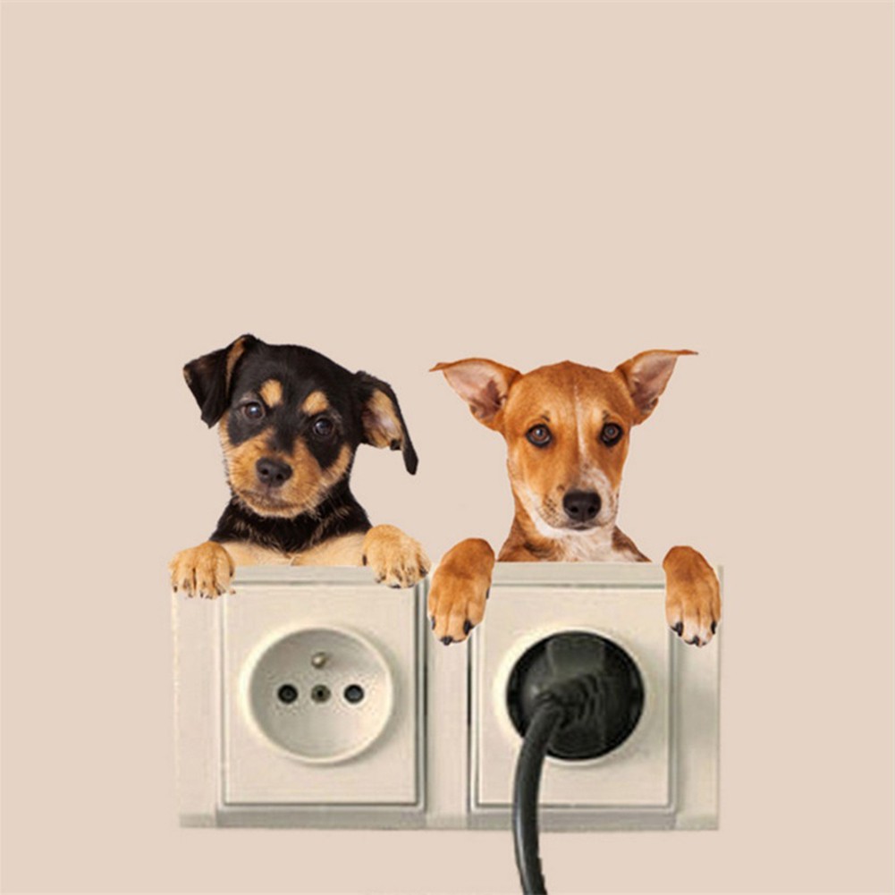 Bình Nước BK Kiểu Dáng Đơn Giản Hiện Đại✿Set 4 Tấm Hình Dán Trang Trí Công Tắc Hình Chó Mèo 3D Dễ Thương