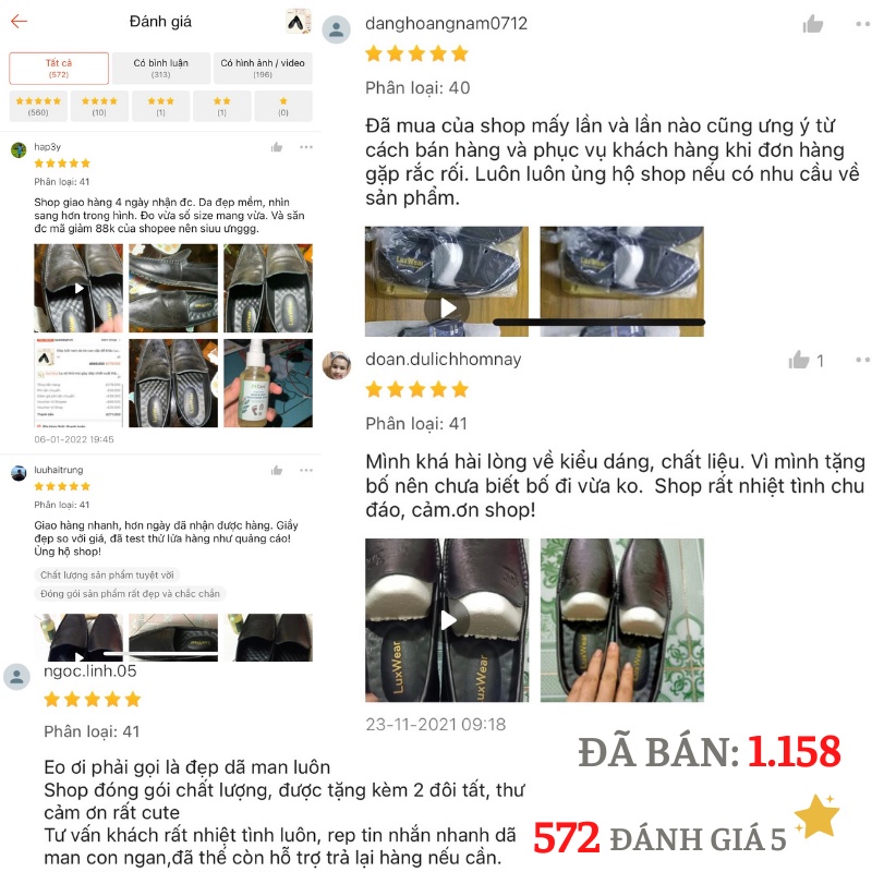 Giày lười nam da bò cao cấp đế khâu LuxWear Moccasins shoes màu đen bảo hành 12 tháng GM01