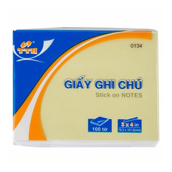 Giấy Note 3x4 TTH 0134 (100 Tờ) Màu Vàng