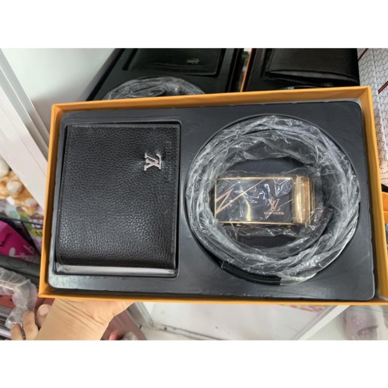 Bộ dây nịch thắt lưng 2 món full box dây thắt lưng kèm ví - Chất liệu da xịn bảo hành 6 tháng Xịn
