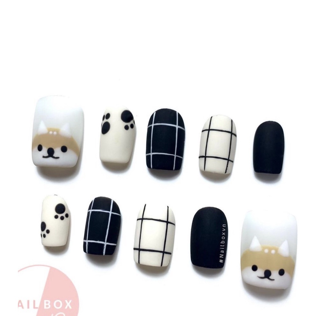 [SALE] Nail box - móng up sẵn mẫu  mẫu gấu phối sọc [sốc]