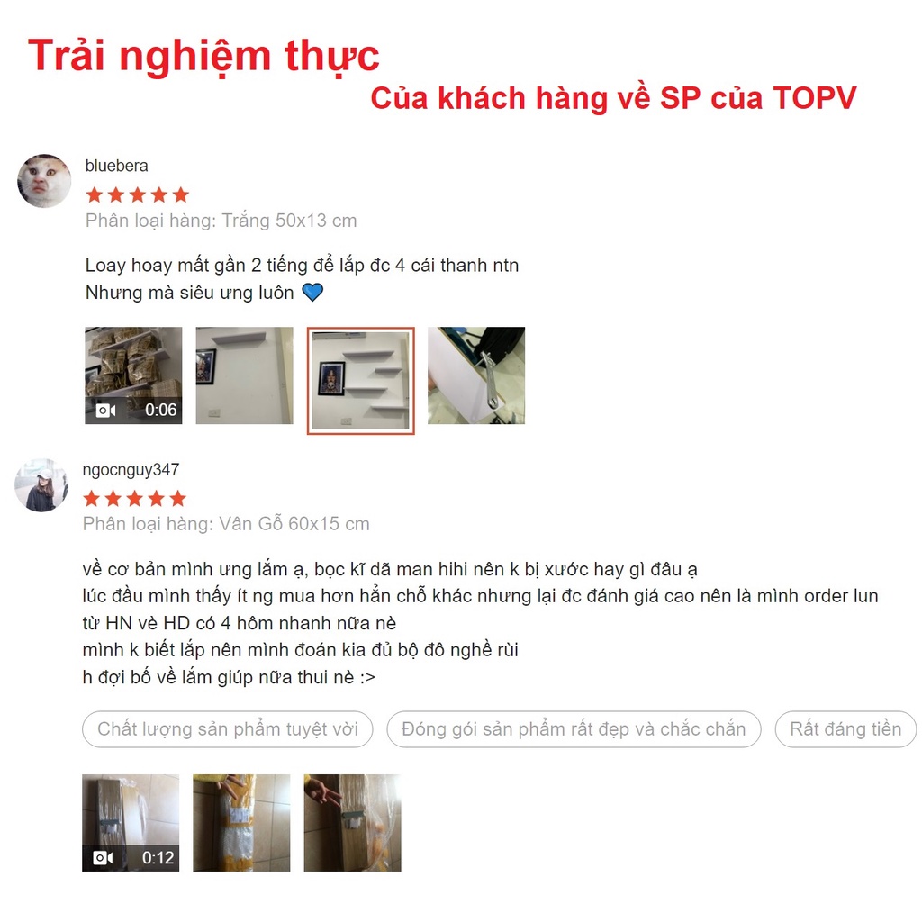 Kệ gỗ trang trí treo tường TopV decor bằng thanh gỗ ngang gắn tường mini phòng khách phòng ngủ TopVHCM