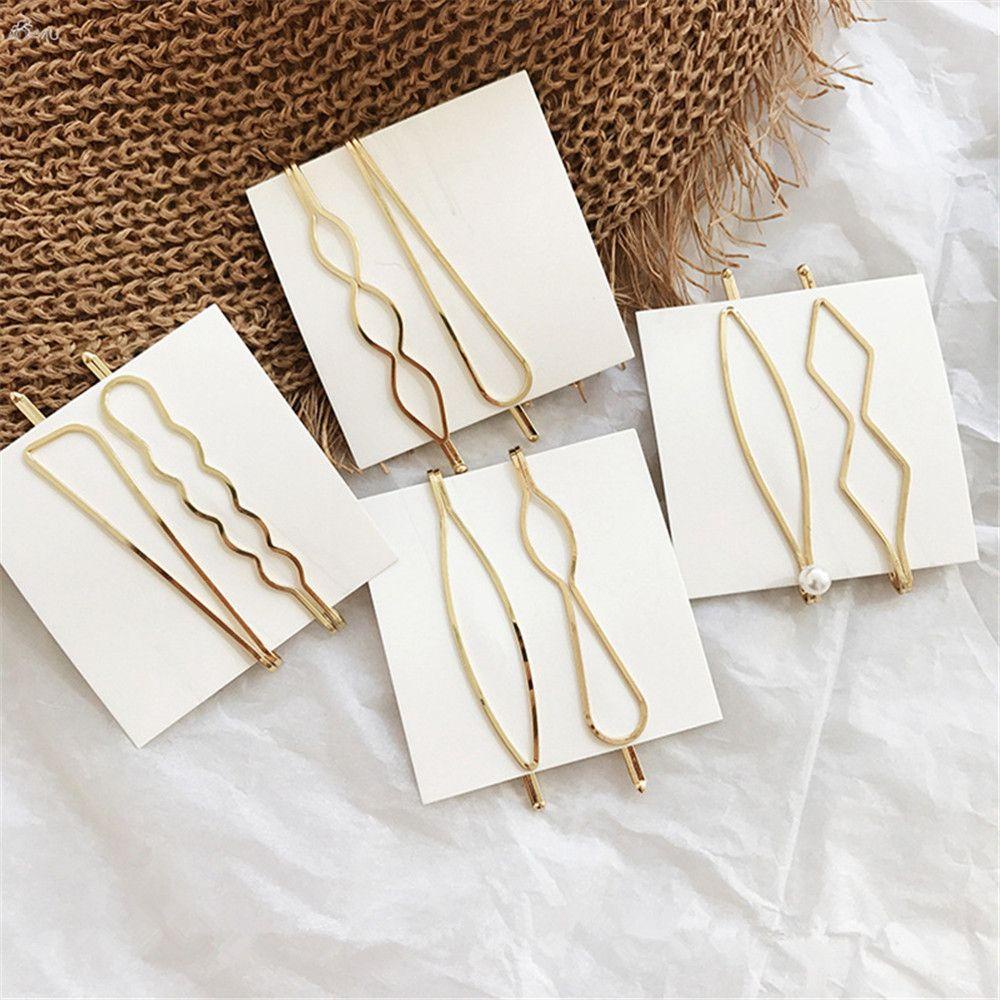 ORIENTLII Kẹp Tóc Kim Loại Gợn Sóng Thời Trang