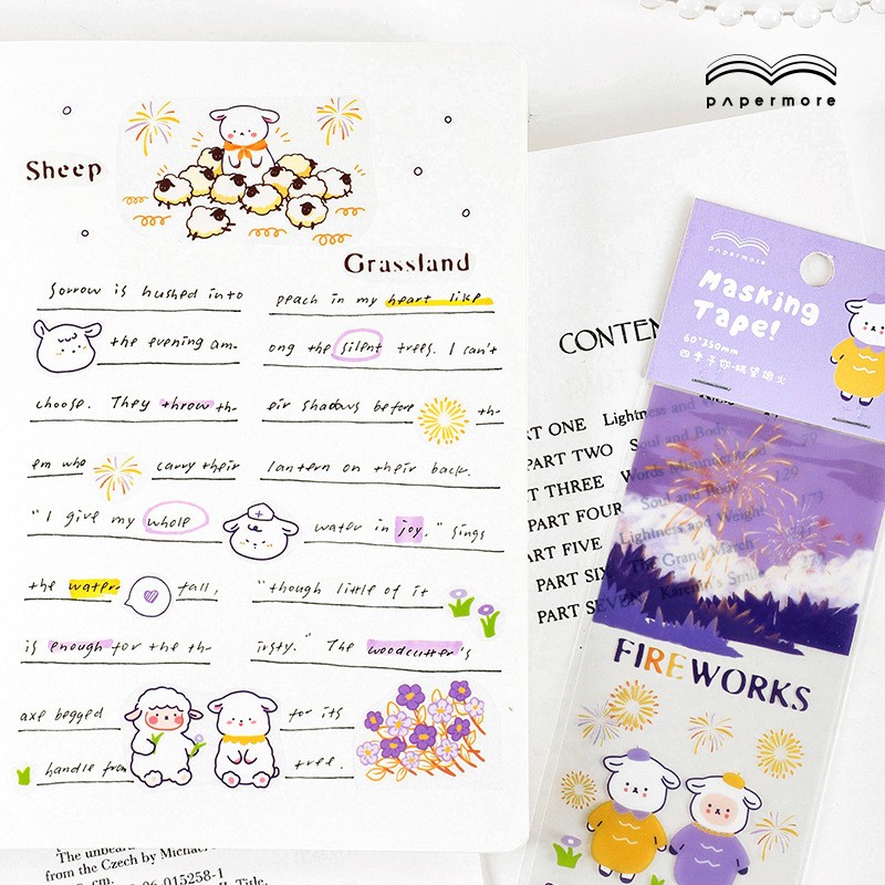 Tấm Sticker bản dài trong suốt in họa tiết động vật dễ thương trang trí sổ tay