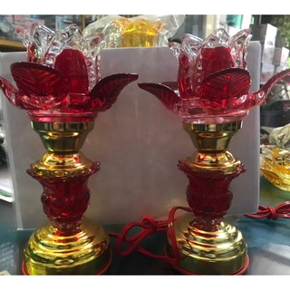 Đèn Thờ Thủy Tinh Hoa Sen 1 Cầu ( Cao 27 cm)