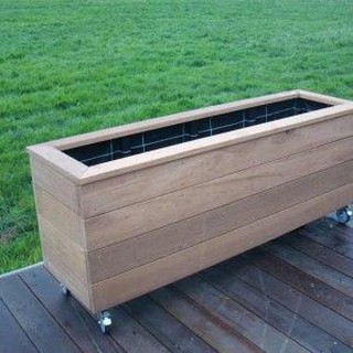 Chậu gỗ Thông trồng cây QUEENBEE [có bánh xe] chống thấm nước I Trang trí ban công, tiểu cảnh quán cà phê, chung cư