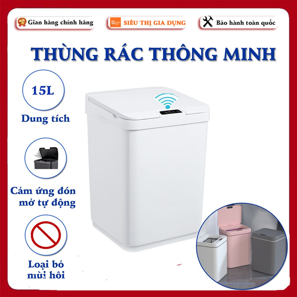 🌪GIÁ RẺ NHẤT 🌪Thùng đựng rác thông minh có nắp đậy tiện dụng, cảm ứng đóng mở tự động, sạc USB