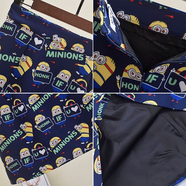 Chân Váy Chữ A Lưng Cao In Hình Minions Dễ Thương [HÀNG QUẢNG CHÂU CAO CẤP]