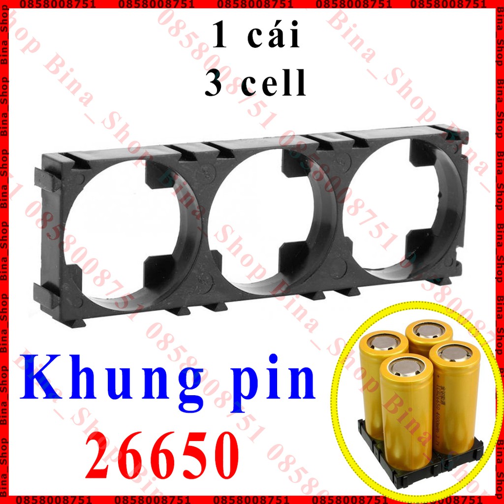 [1 cái]  Khung gắn pin 26650 loại 3 cell Đế pin 26650 3S tiện dụng