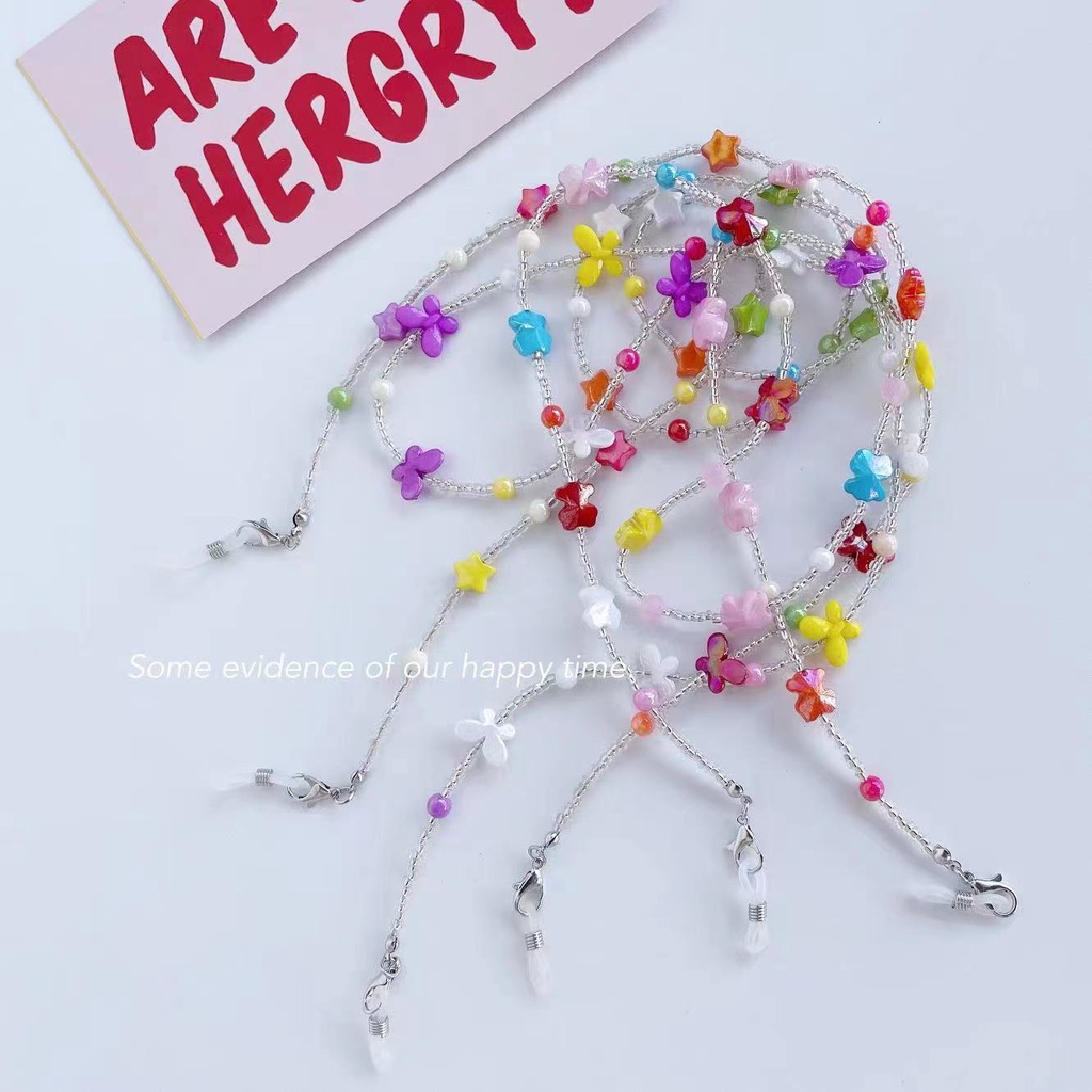 Dây Đeo Mắt Kính Đính Hạt Ngôi Sao Màu Kẹo Phong Cách Hàn Quốc Mới