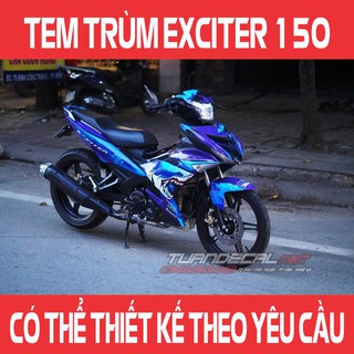 Tem Trùm Exciter 150 Cá Mập Xanh tím Đẹp - Đổi màu sắc và họa tiết theo yêu cầu