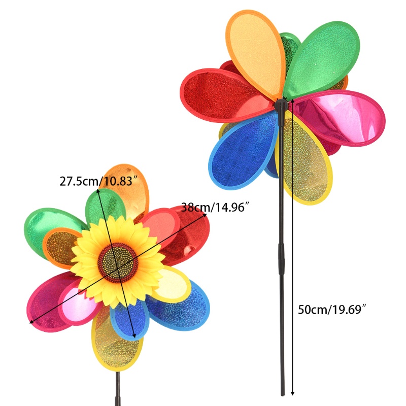 INN Sequins Double Layer Sunflower Windmill Wind Spinner Home Garden Yard Decoration