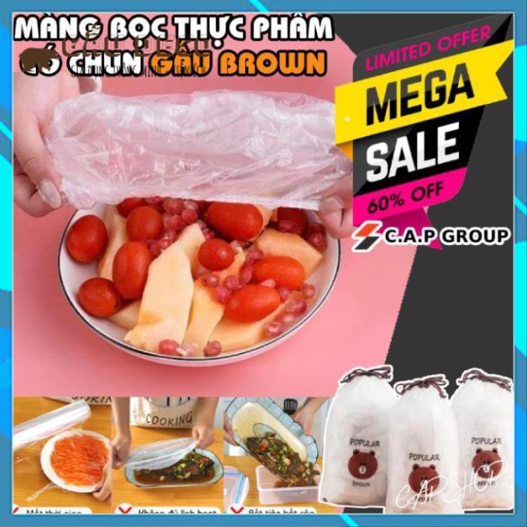 Màng bọc thực phẩm hình Gấu FREESHIP]  Co giãn tái sử dụng có chun bọc đồ ăn rất nhanh
