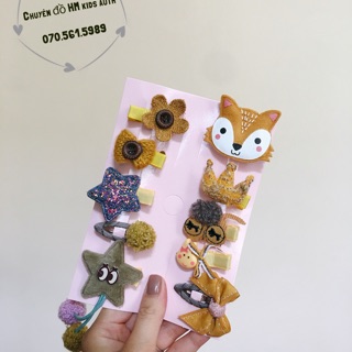Set kẹp tóc + dây buộc tóc bé gái