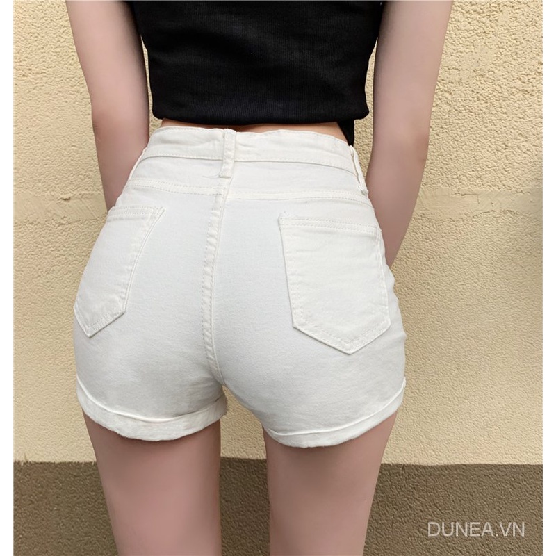 DUNEA Quần đùi denim cạp cao thời trang đơn giản rnc6
