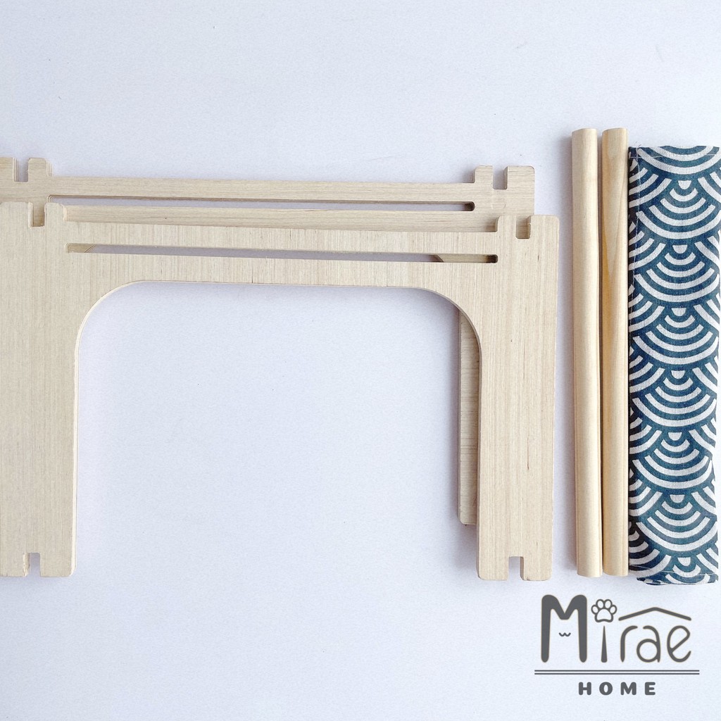 Võng mèo, giường nằm cho mèo chất liệu gỗ chắc chắn và vải canvas thiết kế lắp ghép Mirae Home