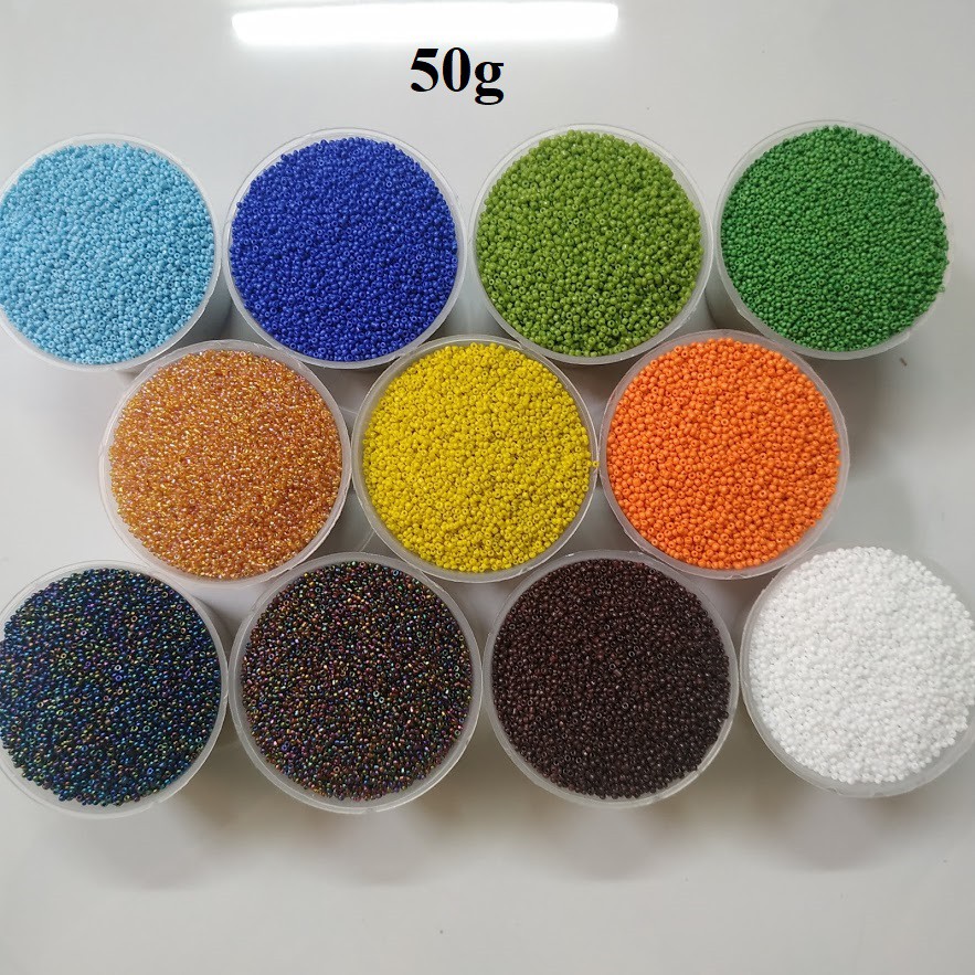 50gr hạt cườm tấm nhuyễn nhiều màu