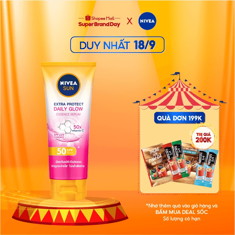 Serum chống nắng & dưỡng thể toàn thân NIVEA Sáng mịn đều màu SPF50, PA+++ 86092
