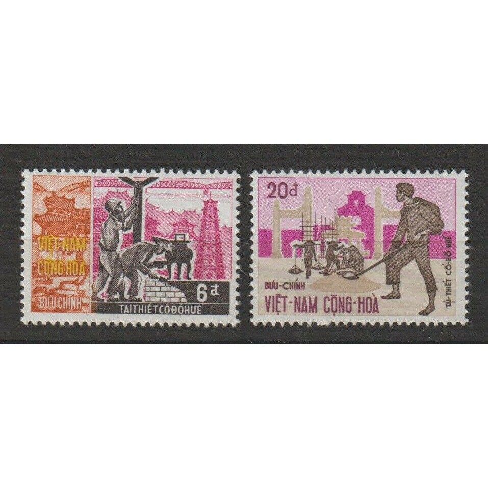 Tem sưu tập Tem Việt Nam Cộng Hòa Tái thiết cố đô Huế 1970 ( 2 tem )