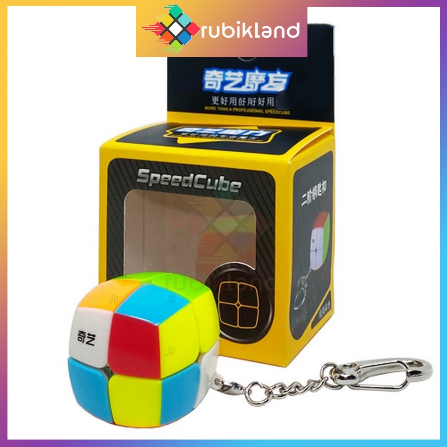Móc Khóa Rubik 2x2 Stickerless QiYi Cube Rubic 2 Tầng Đồ Chơi Trí Tuệ Trẻ Em