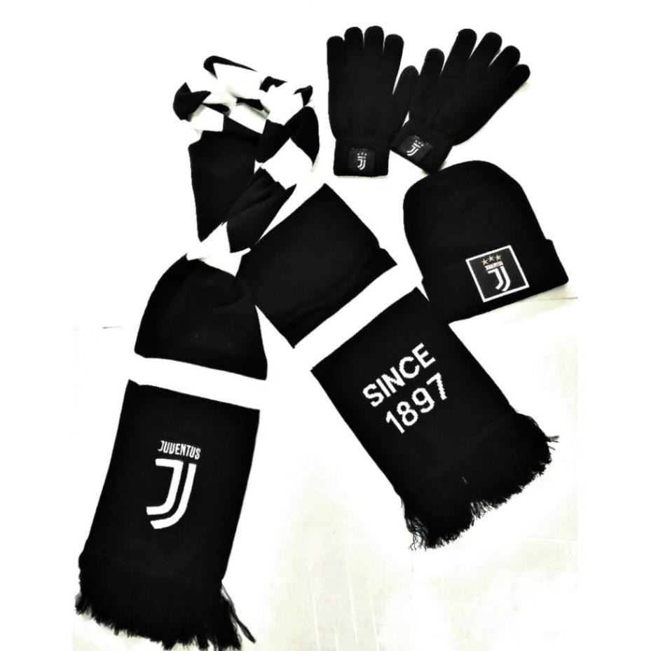 Combo Khăn len mũ len, găng tay len Juventus