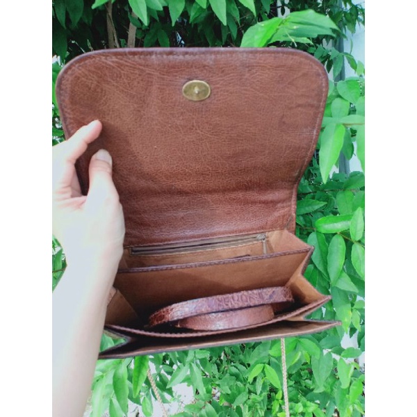 Túi đeo chéo cá sấu caiman thật