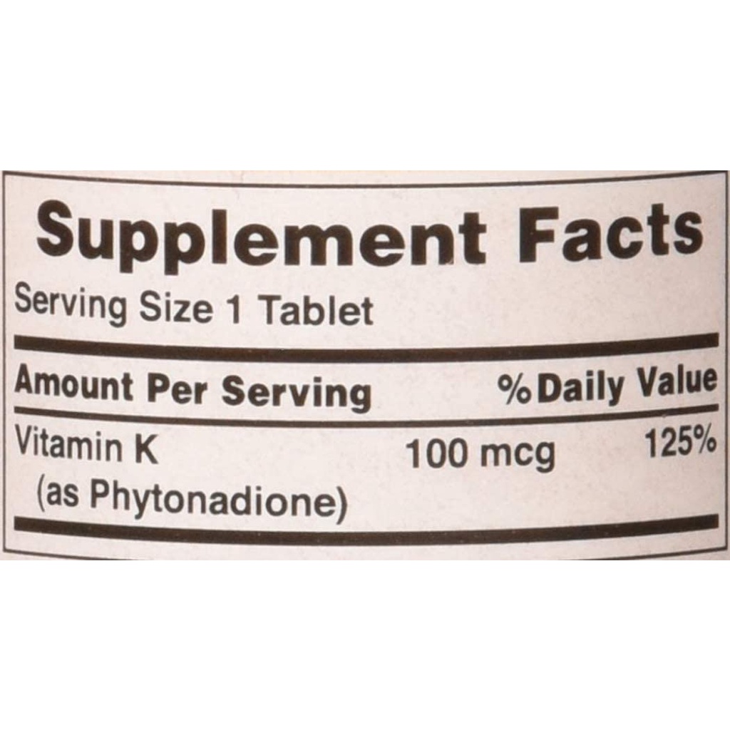 Viên uống đẹp da, hỗ trợ đông máu và chắc xương Vitamin K 100mg Puritan's Pride loại 100 viên
