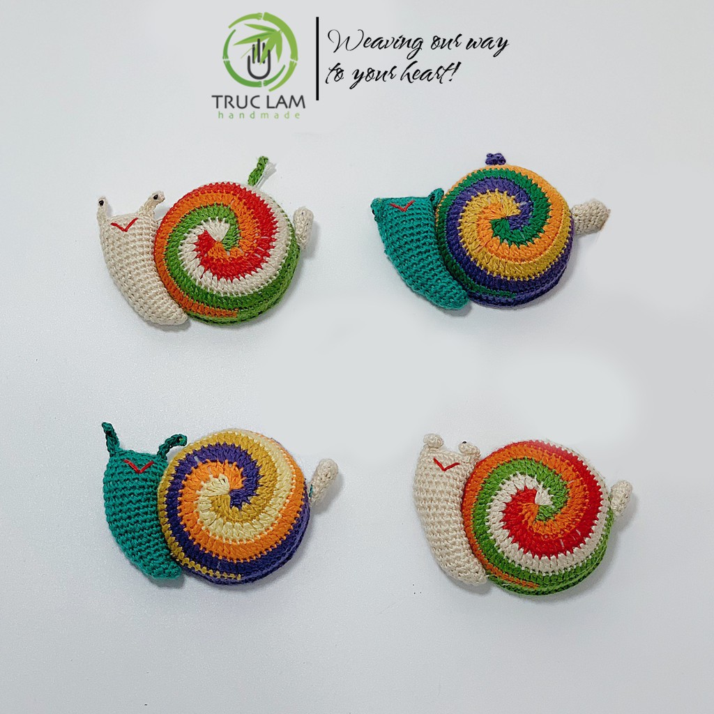 Thước Dây Cuộn Mini Rút Tự Động Đan Len Nhiều Màu Sắc A Trúc Lâm Handmade