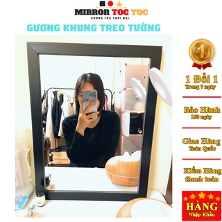 Gương để bàn trang điểm, gương makeup, gương treo tường soi nhà tắm decor khung gỗ MIRRORTOCTOC