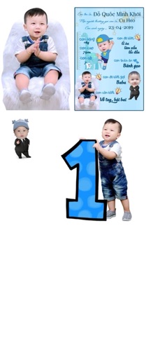 Set Chibi sinh nhật bé 4 hoặc 8 chi tiết.