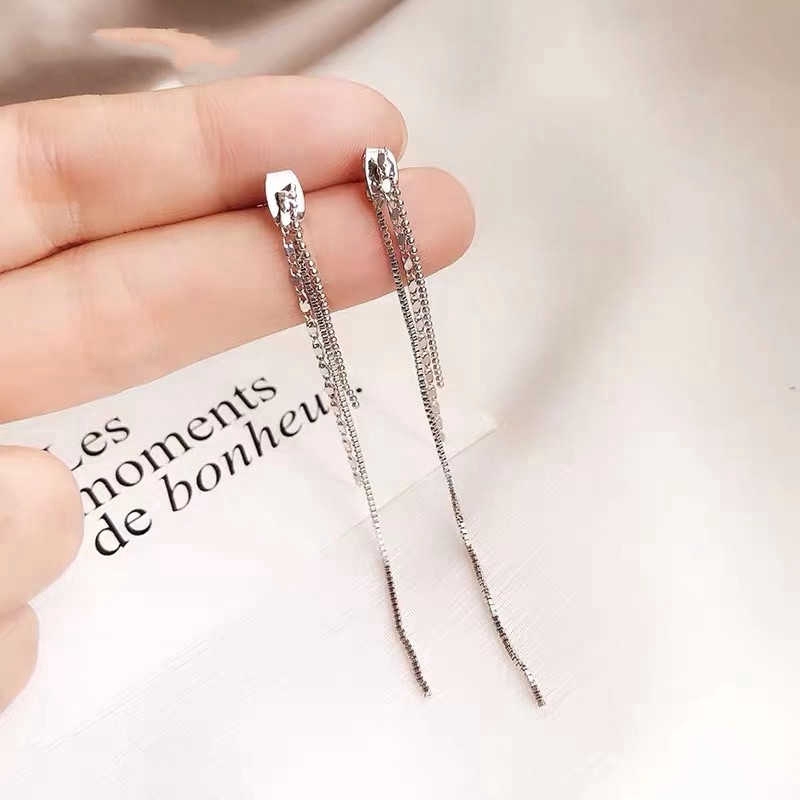 COD Hotel Deluna IU Silver 925 Long Earrings Diamond Fringed