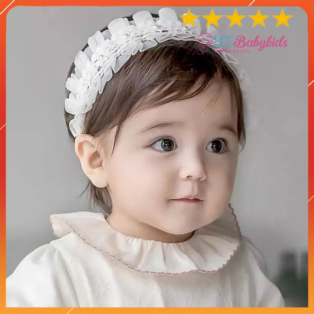 Băng Đô Cho Bé - Turban Bèo Nhún Công Chúa Bông Đáng Yêu Cho Bé Gái Sơ Sinh